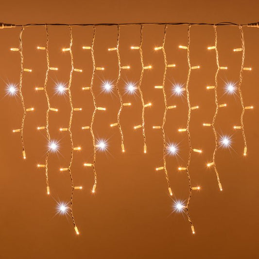 Tenda Luminosa Natalizia professionale 3 metri Stalattiti con 92 LED con Flash per Interno ed Esterno IP67 prolungabile Luce calda  - Luce fredda