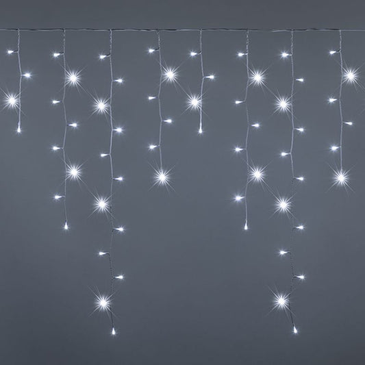 Tenda Luminosa Natalizia 6 metri Stalattiti a LED 380 Luci Bianco freddo o  Bianco Caldo + Flash Bianco Freddo per Interno ed Esterno IP44
