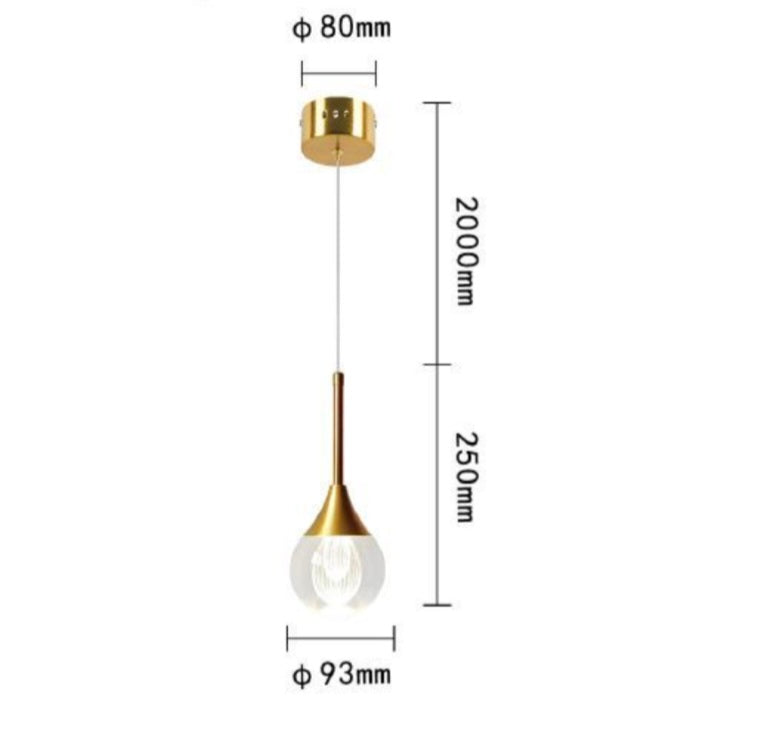 Lampada a Sospensione LED 5W Oro – Luce Calda 3000K o Fredda 6500K, Ø93mm, in Alluminio e Acrilico