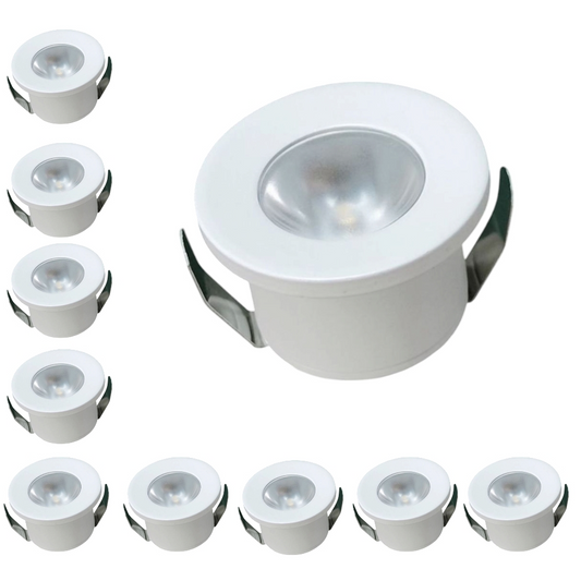 Set 10 Faretto a led cob da incasso in alluminio bianco punto luce 1w 220v per controsoffittature scale cielo stellato - Luce Naturale, Fredda, Calda