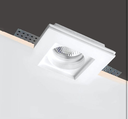 Portafaretto da Incasso in Gesso quadrato 100x100mm per Faretti GU10 Design a Scomparsa Foro Incasso 105x105mm Installazione in Cartongesso
