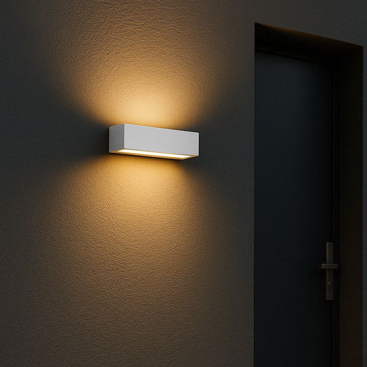 Applique Bianco a LED da Esterno IP65 Biemissione 14W con Selettore Colore, 1100 Lumen, Luce Calda Naturale Fredda, Alluminio, per Facciata