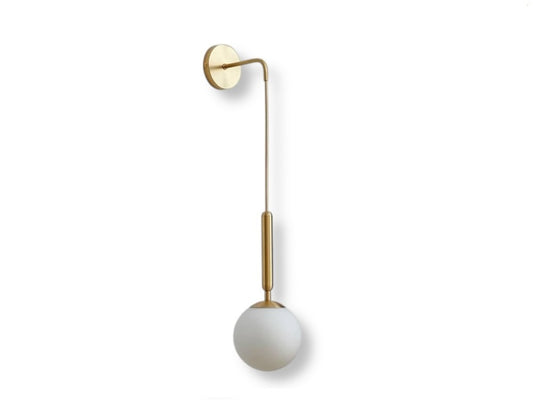 Applique Lampada da Parete Oro con Sfera Acrilico Attacco G9, Design Minimalista, Regolabile, in Metallo, Elegante per Camera, Soggiorno e Corridoio