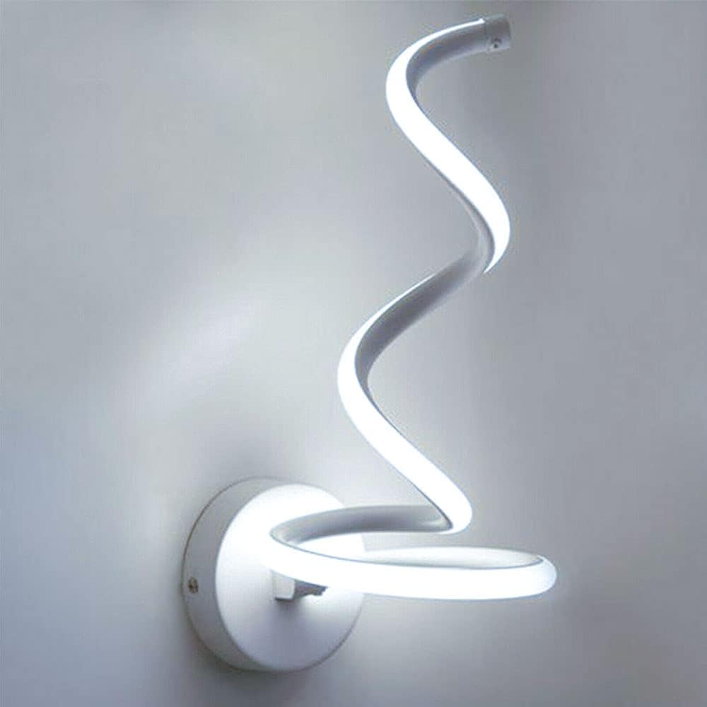 Applique LED da Parete Moderna 12W Bianco a Spirale – Luce Calda Naturale Fredda CCT – 960 Lumen – Design Curvo in Alluminio – Per Interni IP20