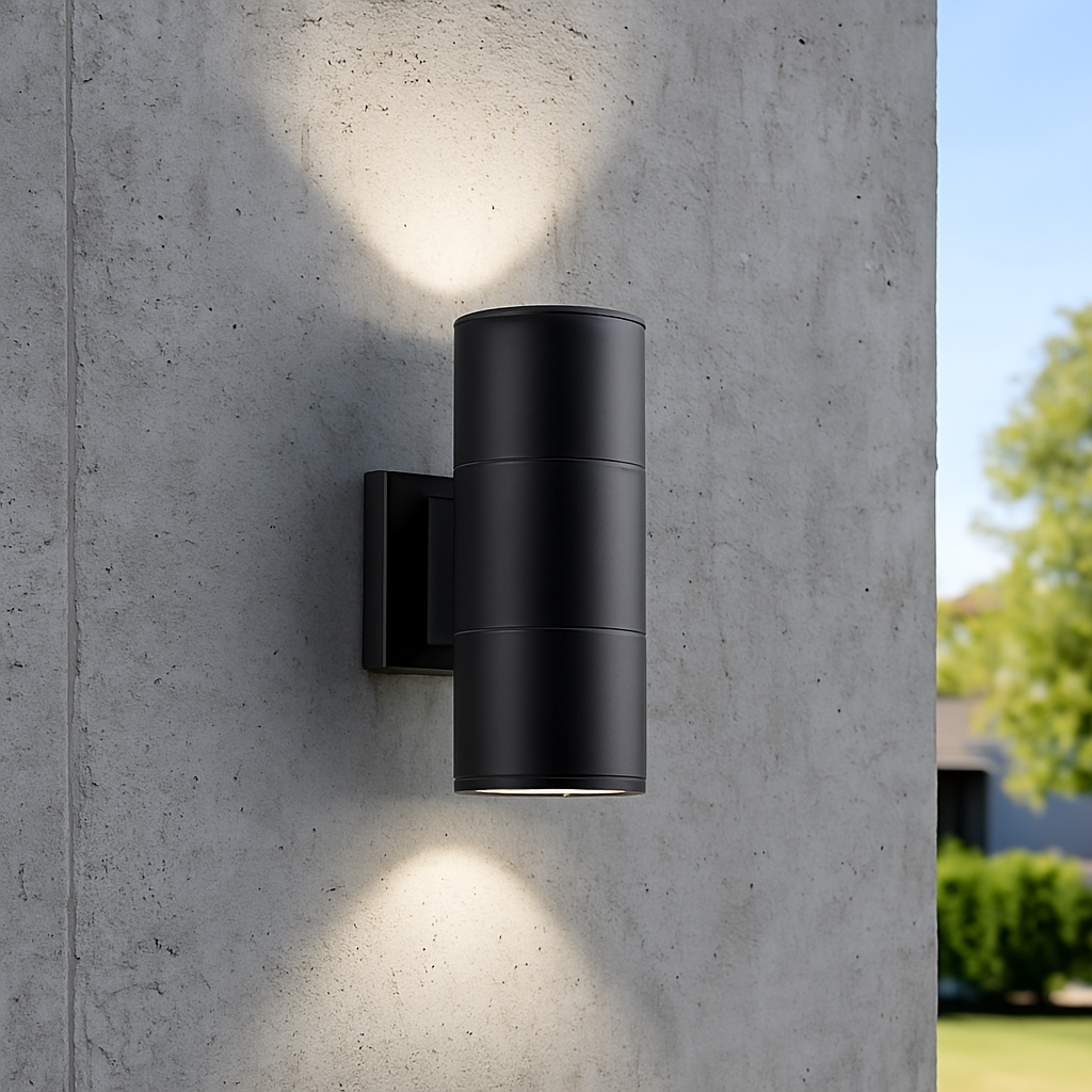 Applique da Esterno IP65 in Alluminio per Lampadina GU10 (non incluse) – Doppio Fascio di Luce Up & Down – Design Moderno da Parete per Giardino, Terrazzo, Balcone