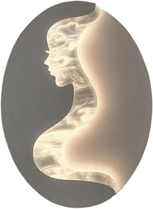Applique LED Moderna da Parete 7W 560 Lumen con Silhouette Donna – Luce Calda/Naturale/Fredda – Bianco, IP20 – Design Artistico Interno 300x220 mm