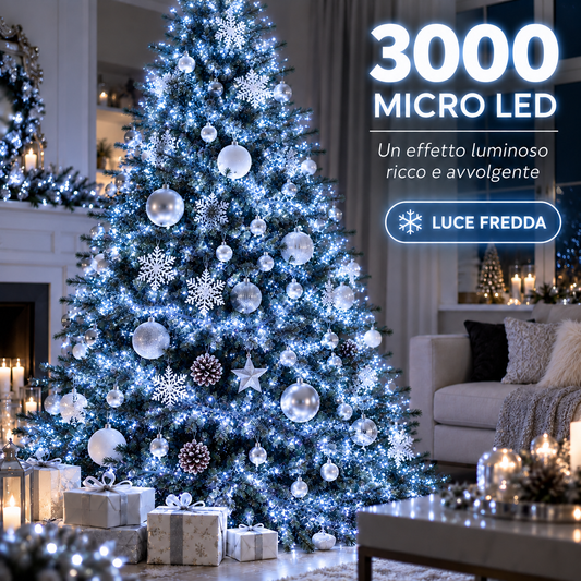 Catena Luminosa Natalizia a Grappolo 3000 Micro LED 45 m Luce Fredda