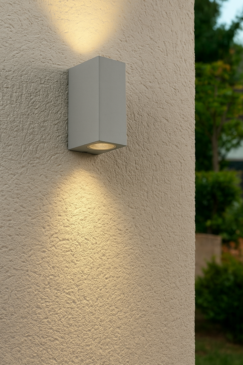 Applique da esterno ip65 lampada a parete moderna doppia luce con attacco gu10 biemissione per giardini terrazze balconi