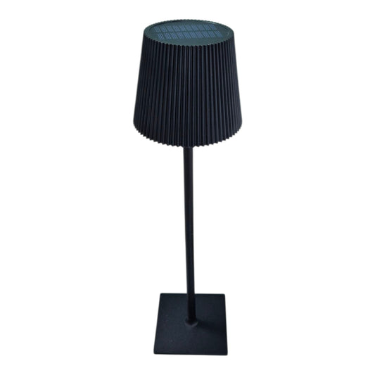 Lampada da tavolo LED nera 5W ricaricabile con pannello solare e cavo USB, 40 cm, luce calda/fredda/naturale, sensore crepuscolare, batteria 2000mAh