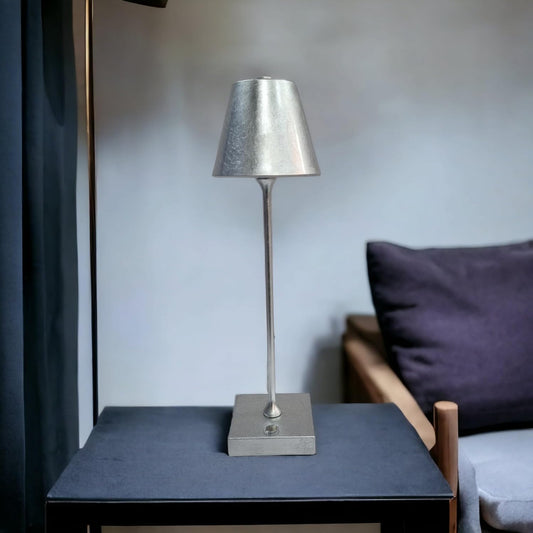 Lampada led da tavolo touch con batteria ricaricabile usb con 3 tonalità di colore dimmerabile Argento)