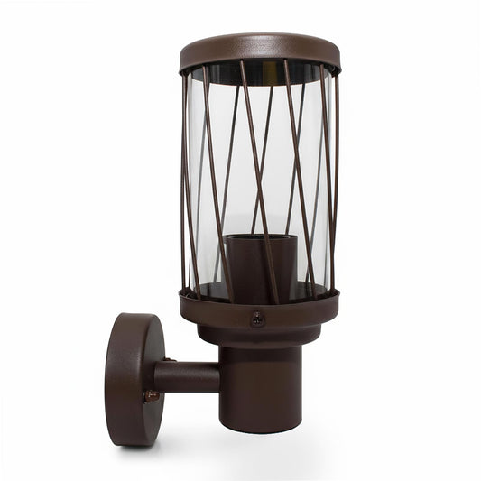 Applique da Esterno a Parete con Attacco E27 IP54 – Lanterna Marrone in Alluminio – Lampada da Parete per Giardino, Ingresso, Balcone, Terrazzo - Lampadine non incluse