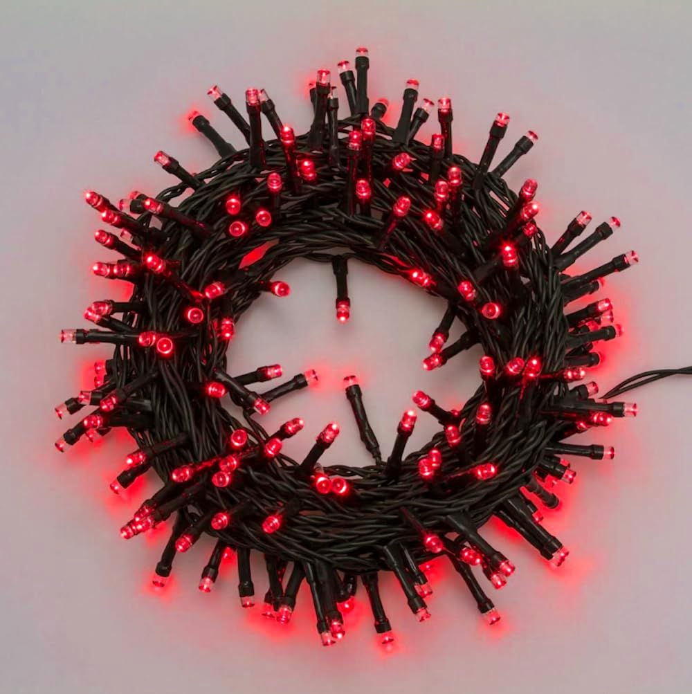 Catena Luminosa Luci per Albero di Natale da Interno ed Esterno, Ip44, 300 LED, Cavo verde, 15 metri, Luce Calda, Fredda, Multicolor, Rossa, Verde Blu