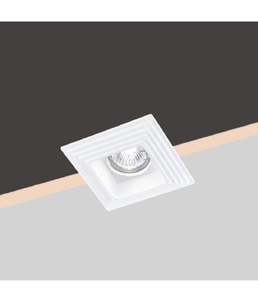 Portafaretto da Incasso in Gesso a Scomparsa Quadrato, Compatibile con Lampadine GU10, Foro Incasso 125x125mm, Design Moderno per Illuminazione Interni
