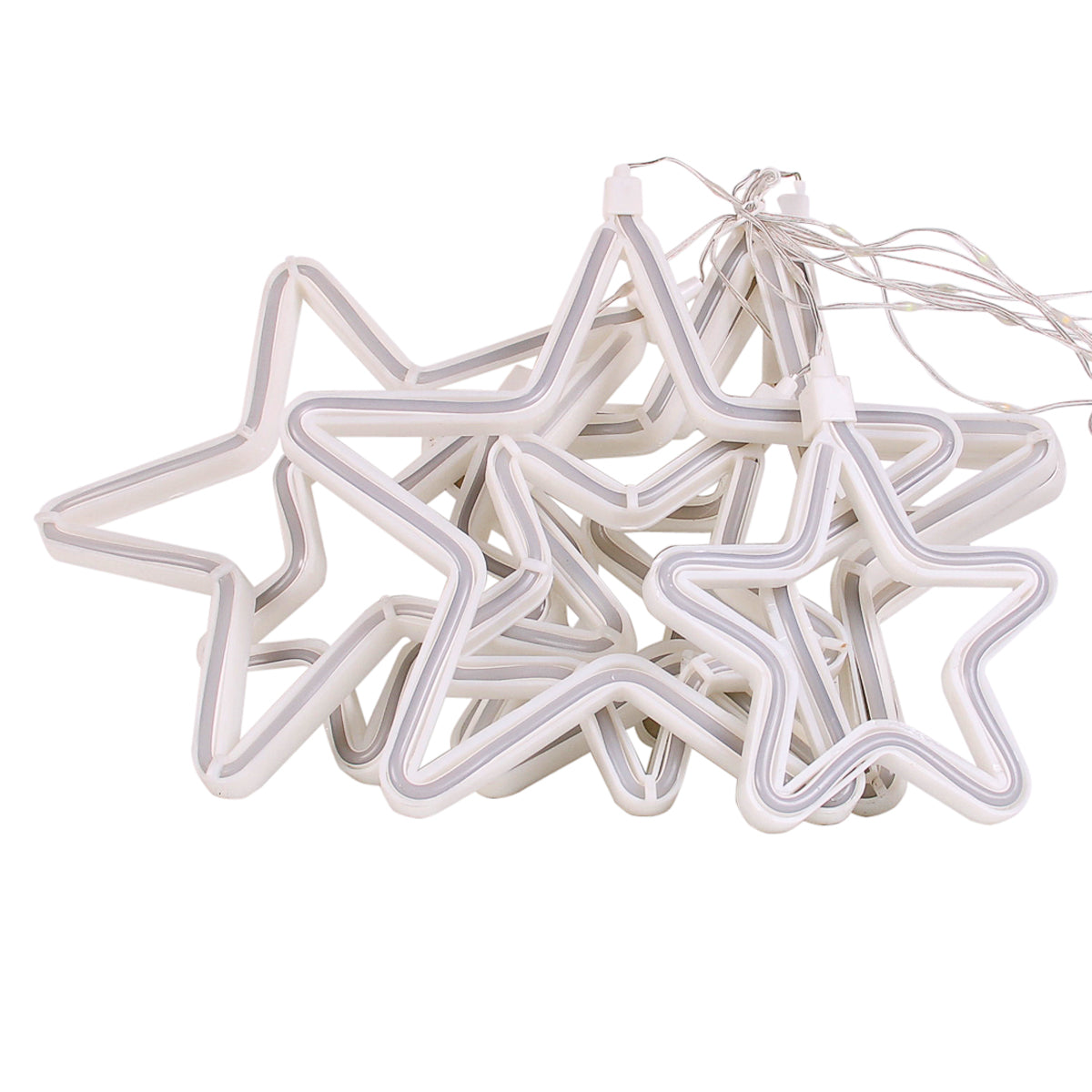 Tenda Luminosa a Stelle LED Luce calda fredda o multicolor 2,4 Metri – 8 Giochi di Luce – Flex Neon Decorativo Natalizio IP44 per Interno ed Esterno – Stelle 10/20 cm