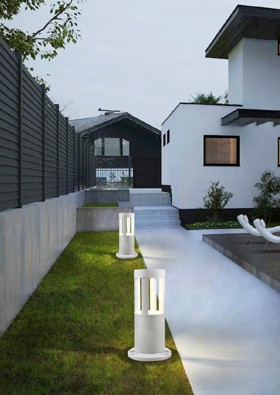 Lampione a led lampioncino lampada illuminazione da esterno palo da giardino bianco moderno 12w ip65 30cm