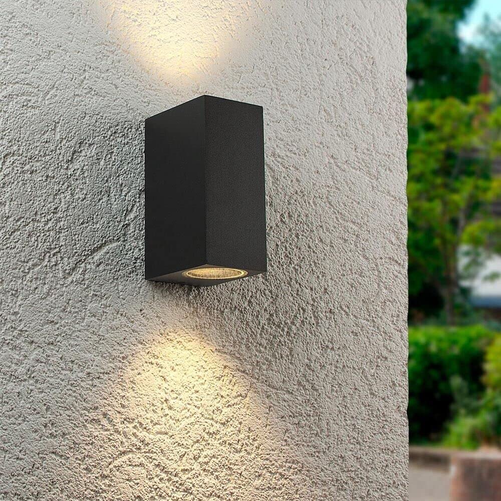 Applique da esterno ip65 lampada a parete moderna doppia luce con attacco gu10 biemissione per giardini terrazze balconi