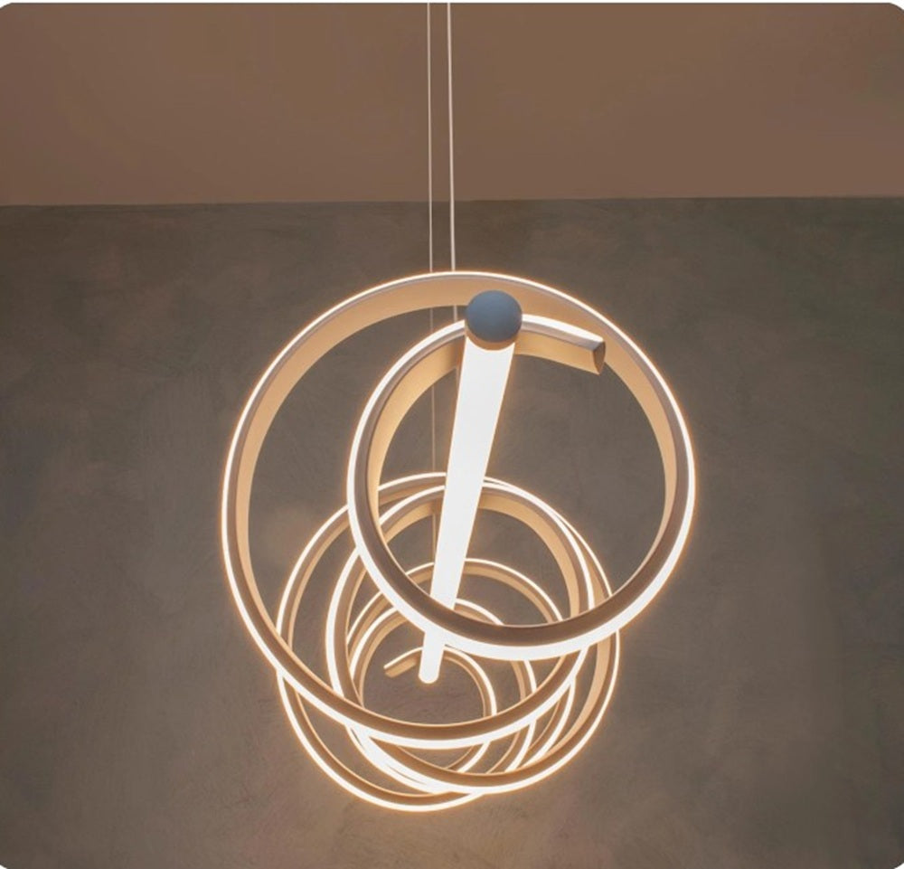 Lampadario LED Bianco a Sospensione Moderno a Spirale 60W 4800 Lumen – CCT Colore della luce selezionabile Calda, Fredda e Naturale – Fascio 300°