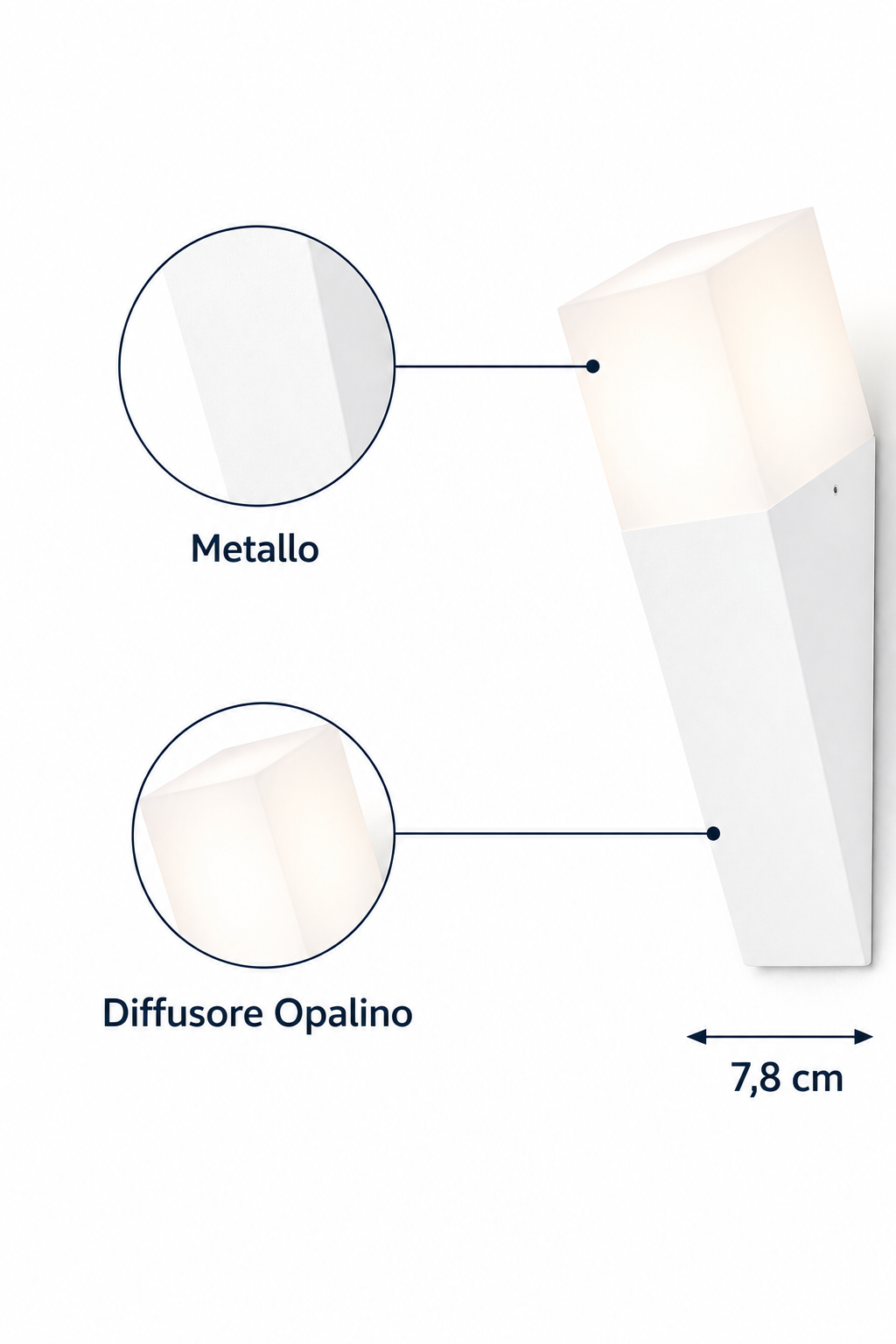 Applique da Esterno E27 Bianco IP44 Lampada Parete Moderna Diffusore Opaco 12W Max Illuminazione Giardino Ingresso Facciata