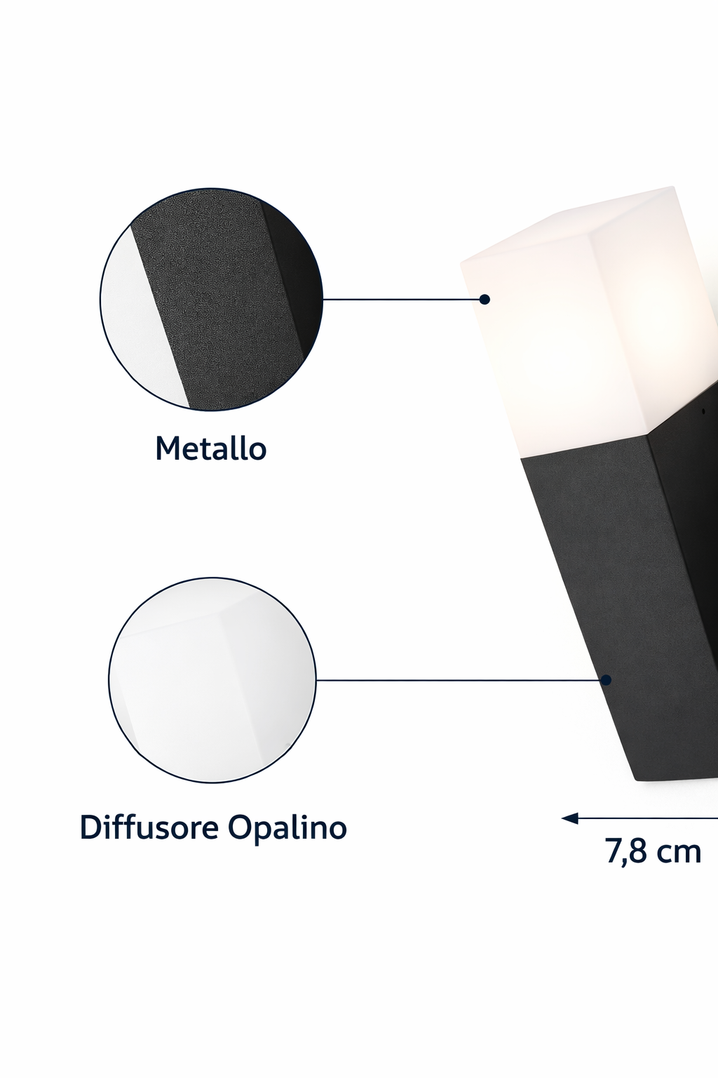Applique da Esterno E27 Nero IP44 Lampada Parete Moderna Diffusore Opaco 12W Max Illuminazione Giardino Ingresso Facciata