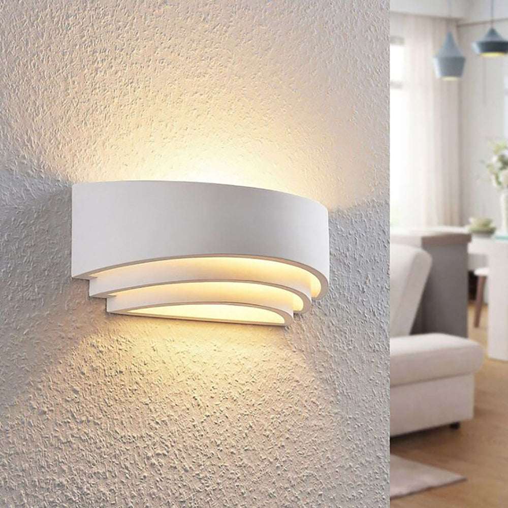 Applique da parete in gesso verniciabile moderna 32 cm attacco R7s luce up&down bianca per interni