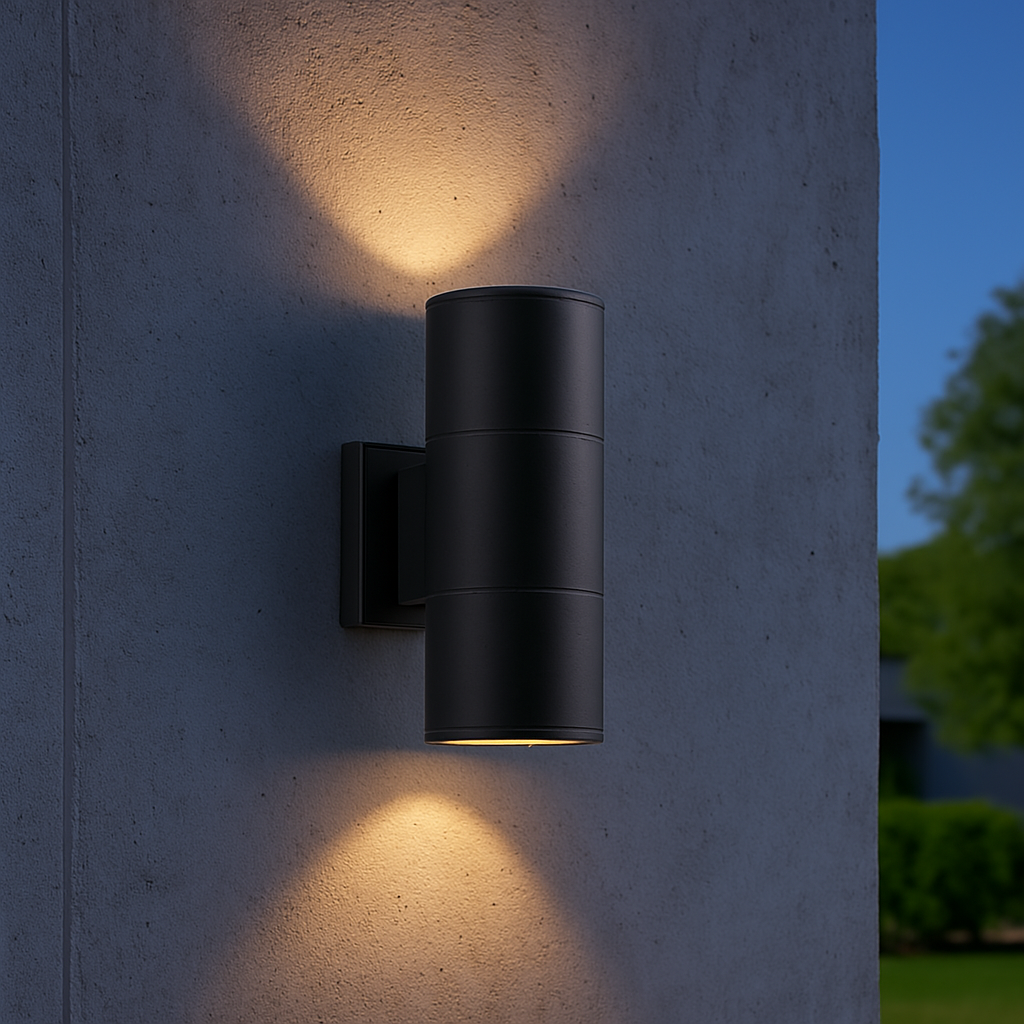 Applique da Esterno IP65 in Alluminio per Lampadina GU10 (non incluse) – Doppio Fascio di Luce Up & Down – Design Moderno da Parete per Giardino, Terrazzo, Balcone