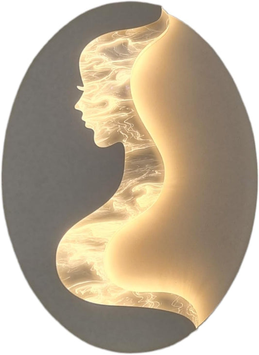 Applique LED Moderna da Parete 7W 560 Lumen con Silhouette Donna – Luce Calda/Naturale/Fredda – Bianco, IP20 – Design Artistico Interno 300x220 mm