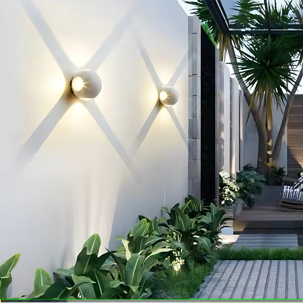 Applique LED da Parete 12W IP54, Design Moderno Rotondo, 4 Emissioni di Luce, 1200 lm, Bianco, Effetto Croce, Interni ed Esterni