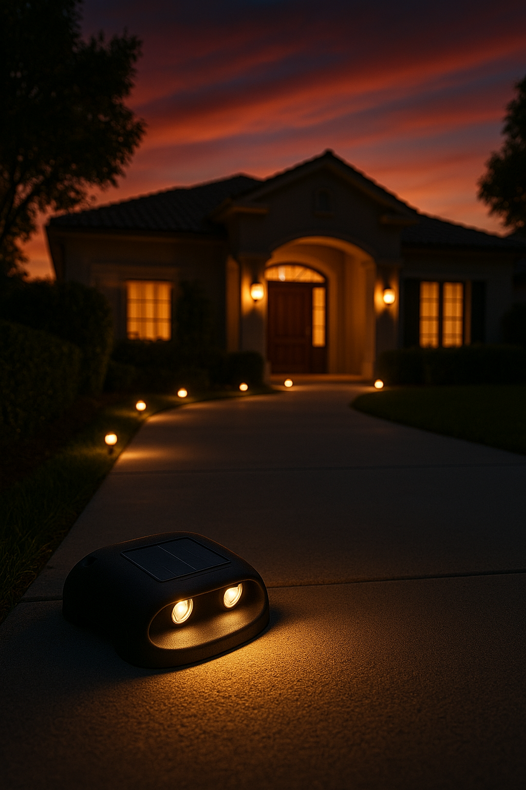Faretto Segnapassi a LED Solare IP54 con Sensore Crepuscolare, Luce Calda 3000K, Ricaricabile, Impermeabile per Scale, Giardino e Vialetti