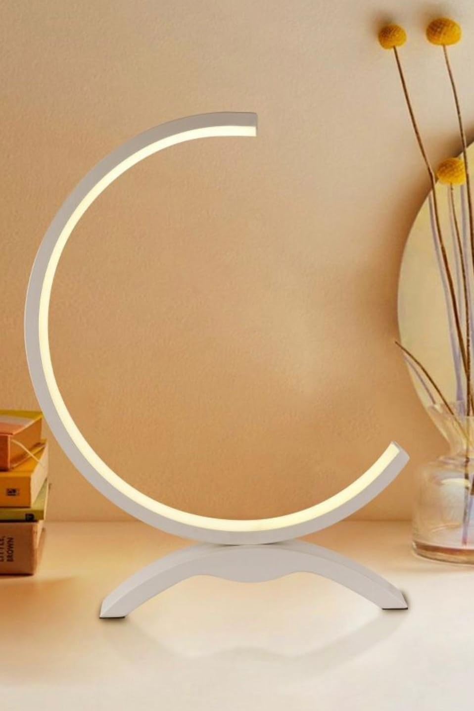 Lampada da tavolo moderna a led abat jour da comodino a forma di mezzaluna 9 watt Luce calda o naturale