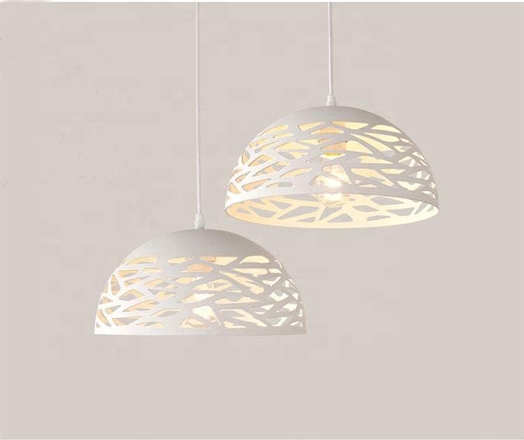 Lampadario a sospensione E27 in metallo bianco, paralume traforato Ø36 cm, design moderno, IP20 – Altezza regolabile fino a 137 cm