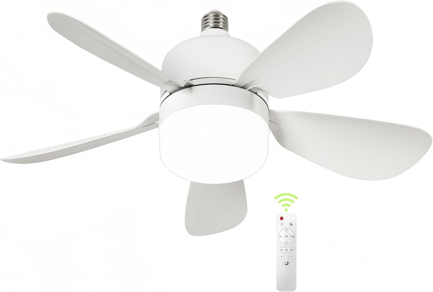 Lampadina LED E27 con Ventilatore e Telecomando 19W + 9W, Dimmerabile, 3 Temperature Colore 3000K 4000K 6500K, 1000 Lumen, Attacco E27