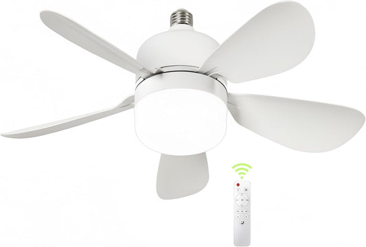 Lampadina LED E27 con Ventilatore e Telecomando 19W + 9W, Dimmerabile, 3 Temperature Colore 3000K 4000K 6500K, 1000 Lumen, Attacco E27