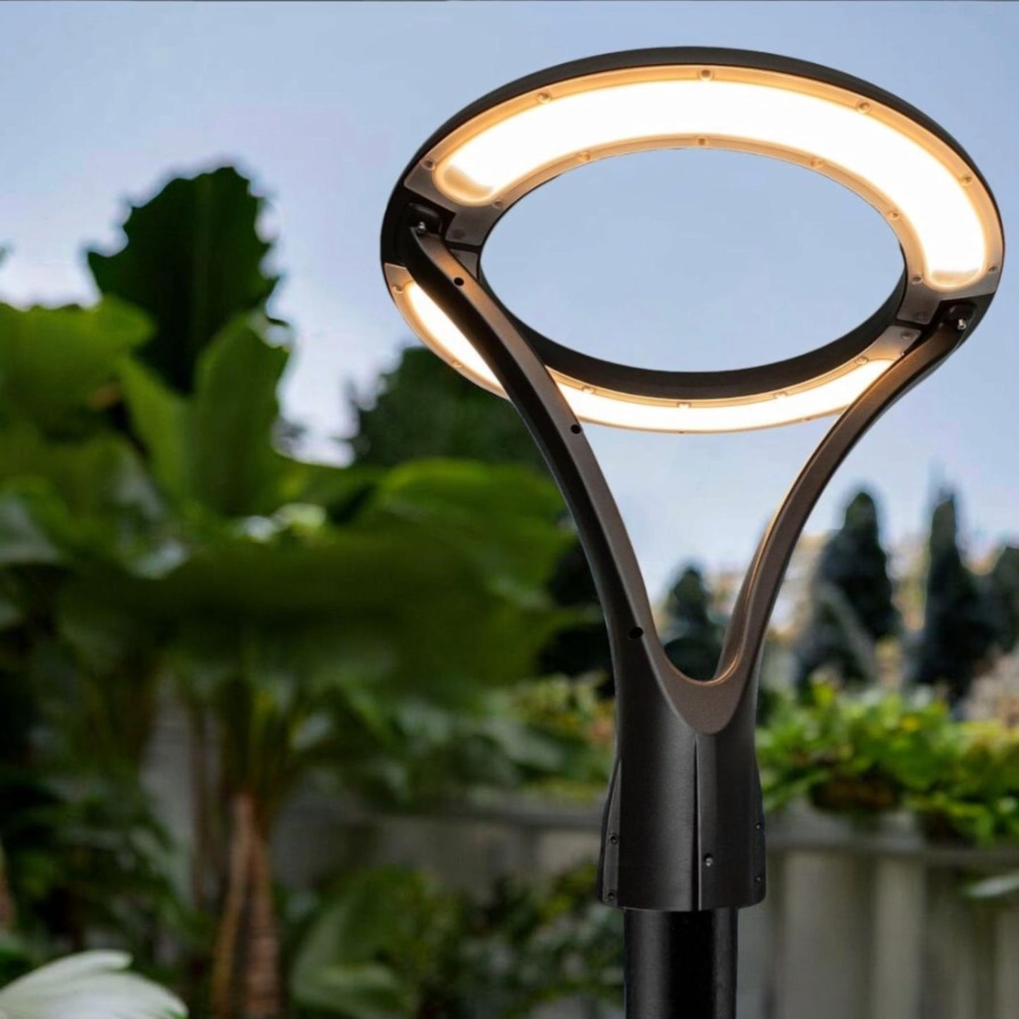 Lampione stradale a LED 100W IP65 per Esterno, 9300 Lumen, Design Circolare, cerchio Luminoso