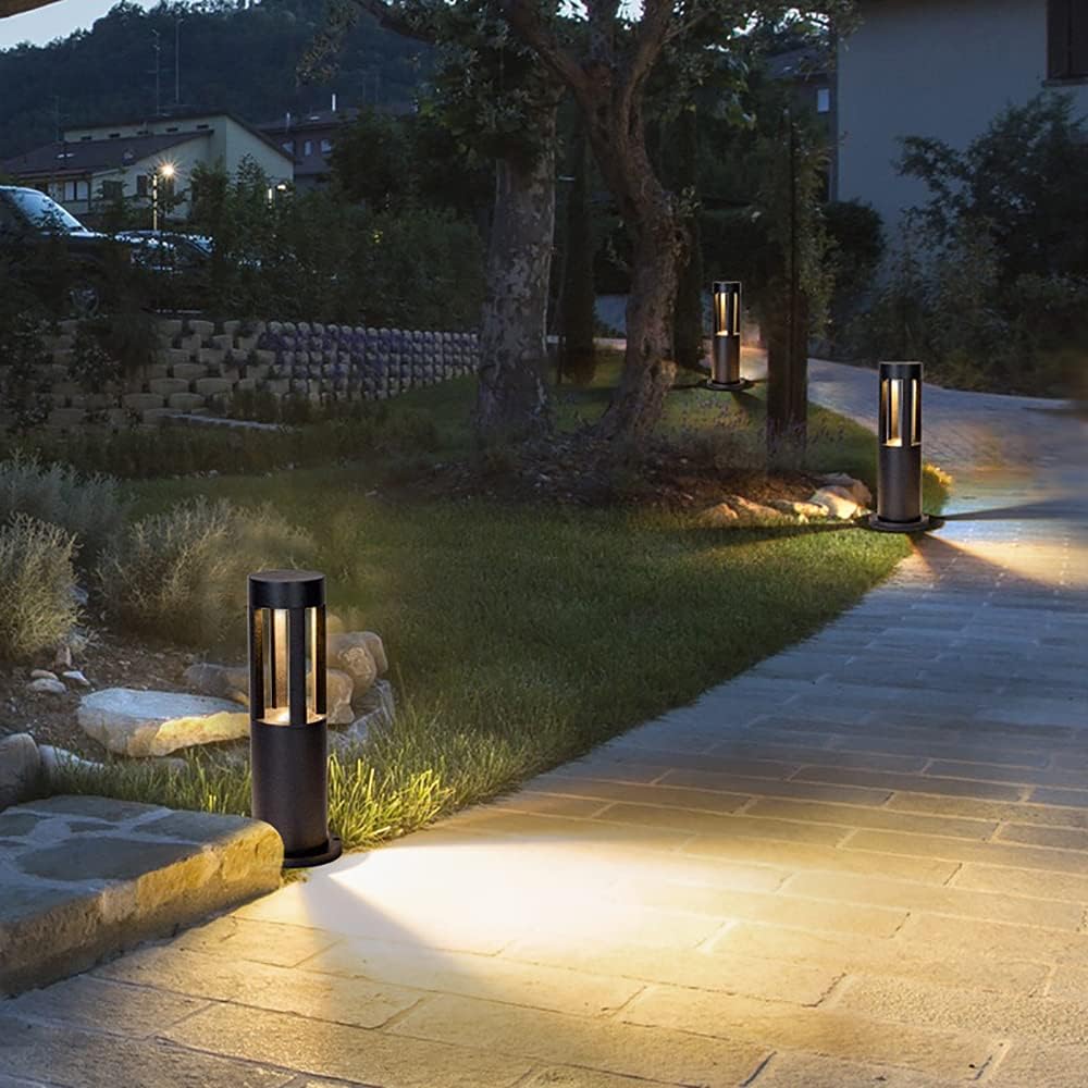 Lampione a led lampioncino lampada illuminazione da esterno palo da giardino nero moderno 12w ip65 30cm