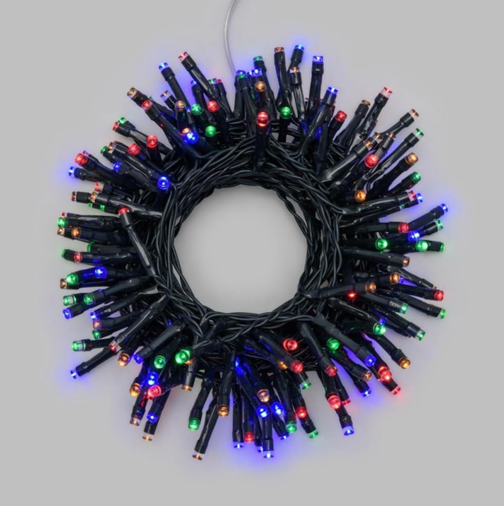 Catena Luminosa Luci per Albero di Natale da Interno ed Esterno, Ip44, 300 LED, Cavo verde, 15 metri, Luce Calda, Fredda, Multicolor, Rossa, Verde Blu
