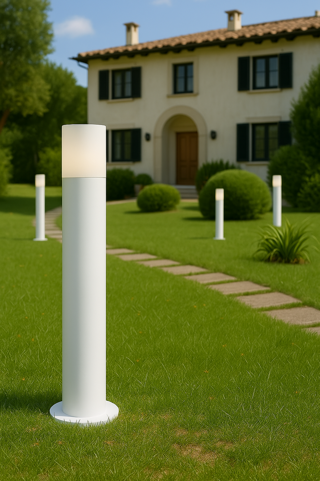 Lampione paletto da giardino esterno in alluminio con attacco E27 IP54 impermeabile moderno