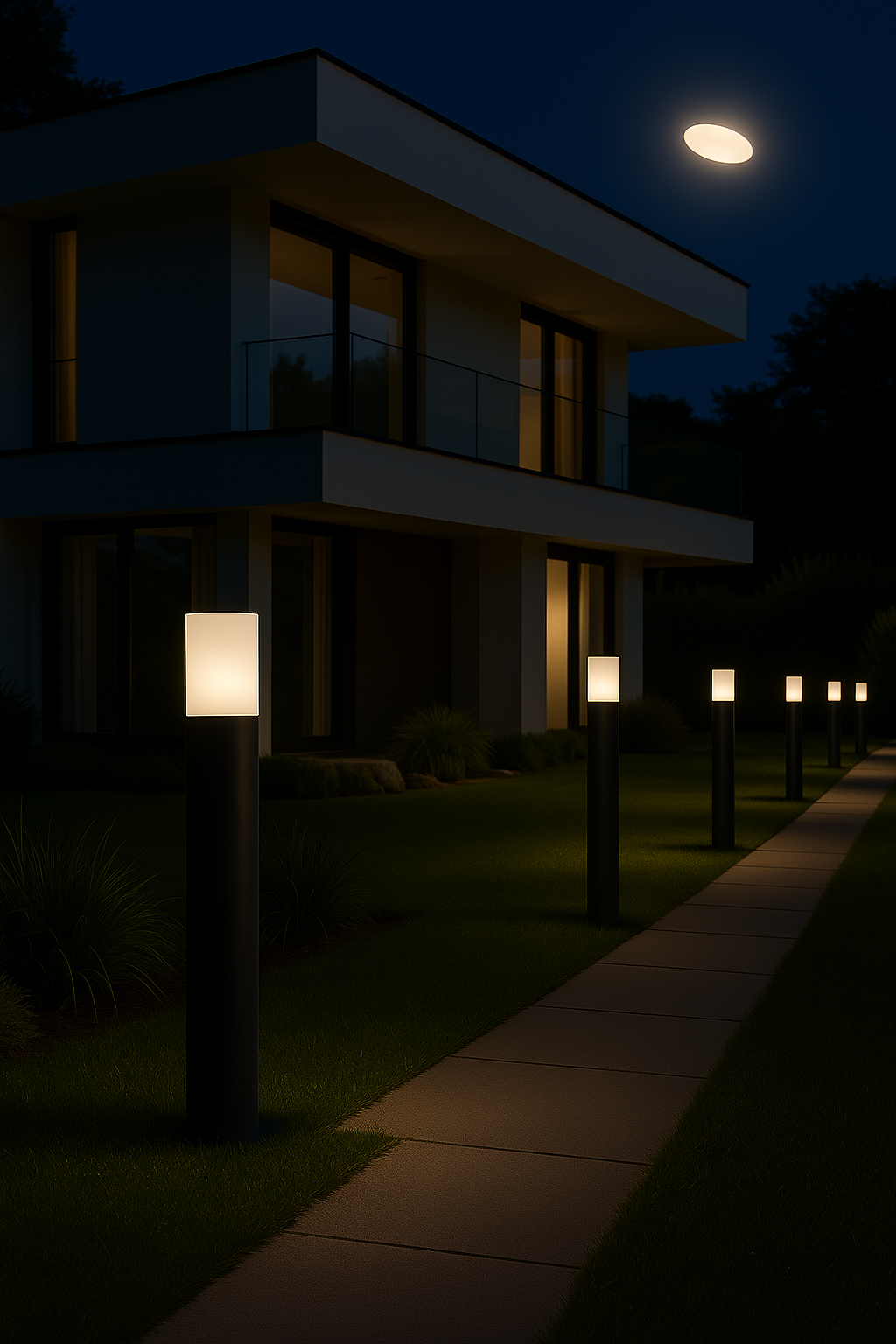Lampione paletto da giardino esterno in alluminio con attacco E27 IP54 impermeabile moderno