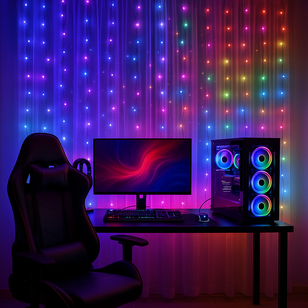 Tenda Luminosa LED 300 Luci 3x3 m con Telecomando, 8 Giochi di Luce, Cavo Silver, Alimentazione USB 5V, Ganci per Appenderla, Luce Calda, Fredda o Multicolor per Finestre, Pareti e Decorazioni Natalizie