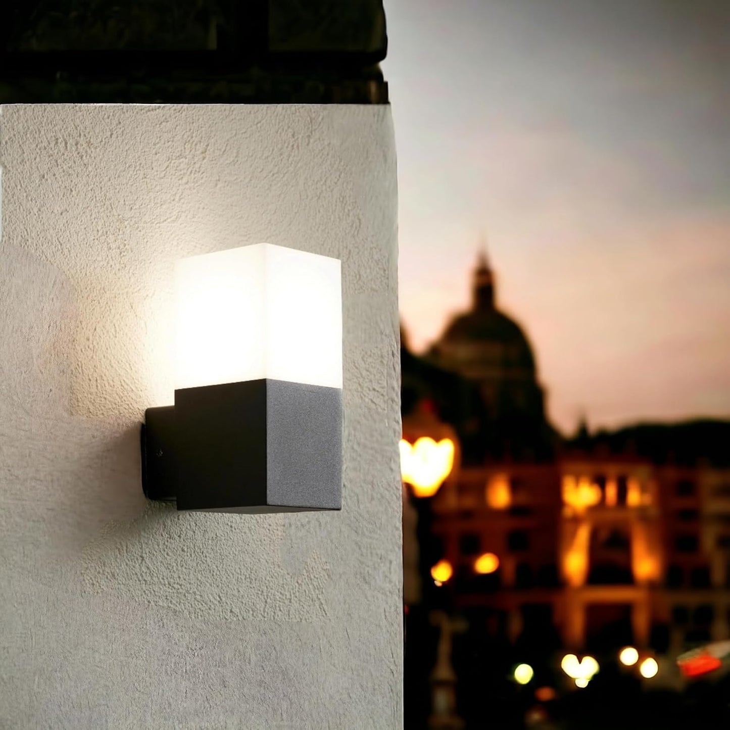 Applique da Esterno Nera E27 IP44 – Lampada da Parete Cubica in Alluminio per Giardino, Ingresso, Balcone – Bianco o Nero – Max 12W