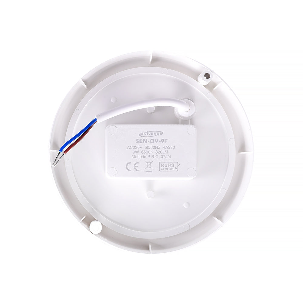 Lampada Plafoniera Tonda a LED con Sensore di Movimento 9W, Luce Fredda 6500K, 820 Lumen, IP56