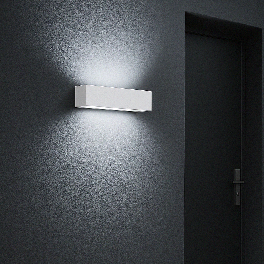 Applique Bianco a LED da Esterno IP65 Biemissione 14W con Selettore Colore, 1100 Lumen, Luce Calda Naturale Fredda, Alluminio, per Facciata