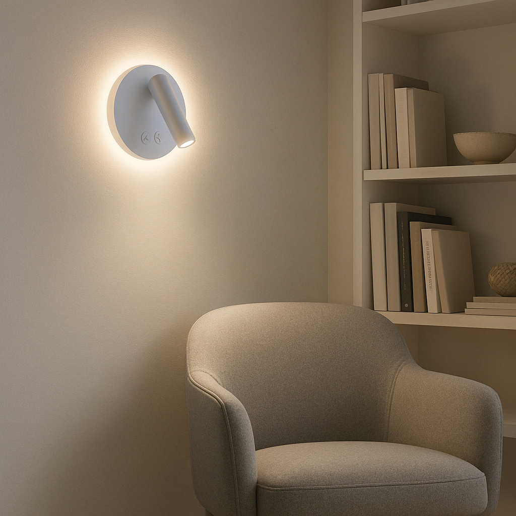 Applique LED da Parete con Doppia Illuminazione – Nero o Bianco, 8W, Faretto Orientabile + Luce Diffusa, Design Moderno