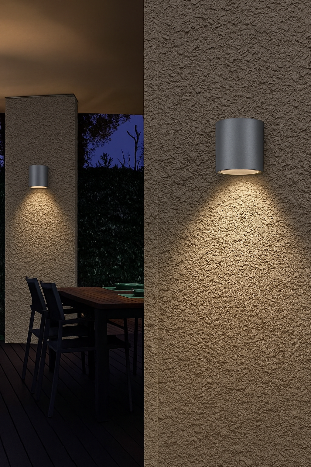 Applique da esterno a parete IP65 grigia per terrazzo e giardino con attacco GU10 luce up/down moderna