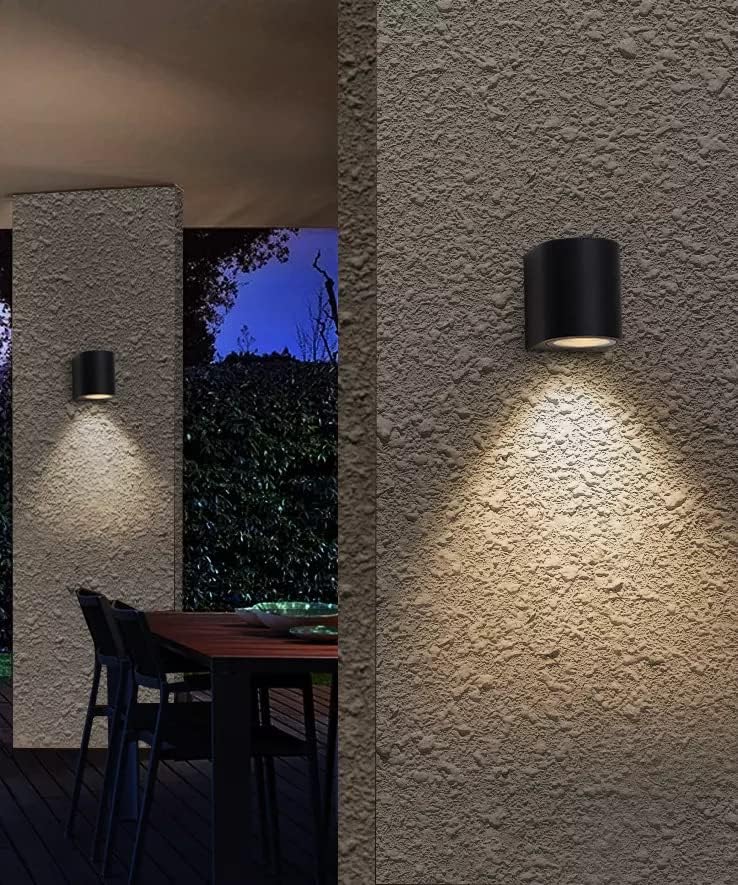 Applique da esterno a parete IP65 per giardino e balcone con attacco GU10 orientabile up/down in acciaio nero
