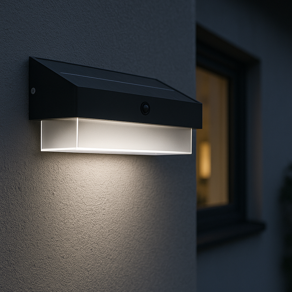 Applique solare LED da esterno con sensore di movimento IP54 1000lm luce fredda 6000K 3 modalità crepuscolare ricarica solare