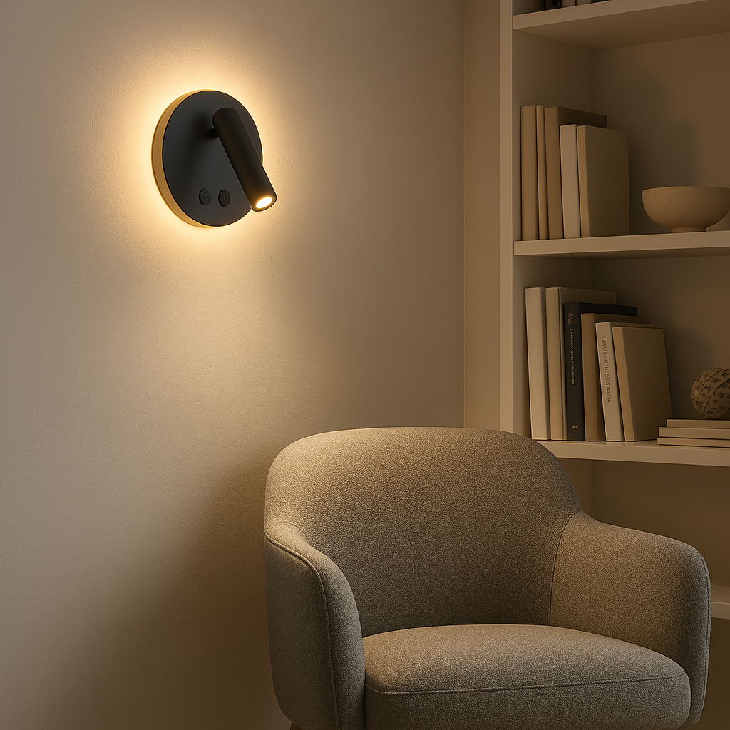 Applique LED da Parete con Doppia Illuminazione – Nero o Bianco, 8W, Faretto Orientabile + Luce Diffusa, Design Moderno