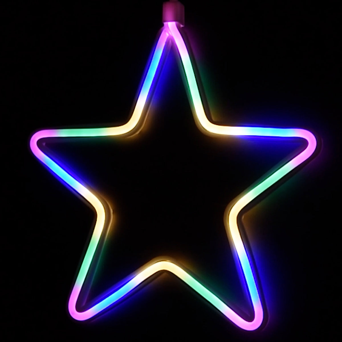 Tenda Luminosa a Stelle LED Luce calda fredda o multicolor 2,4 Metri – 8 Giochi di Luce – Flex Neon Decorativo Natalizio IP44 per Interno ed Esterno – Stelle 10/20 cm