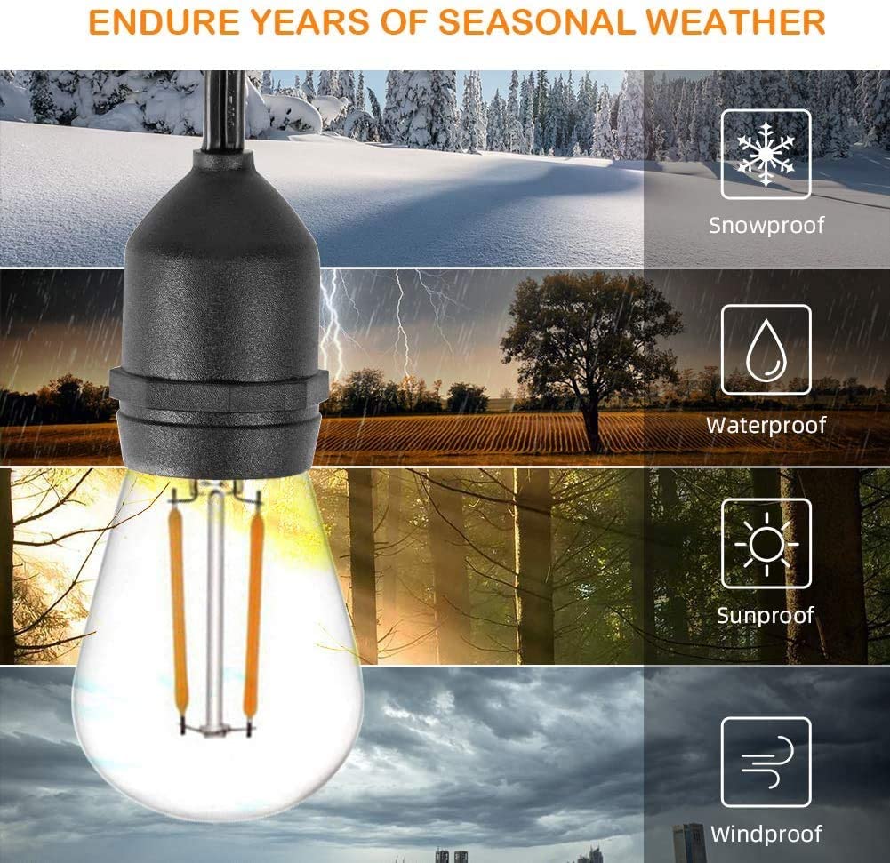 Catena luminosa da esterno corda di luci catenaria 10 metri prolungabile con 10 portalampada E27 lampadine non incluse
