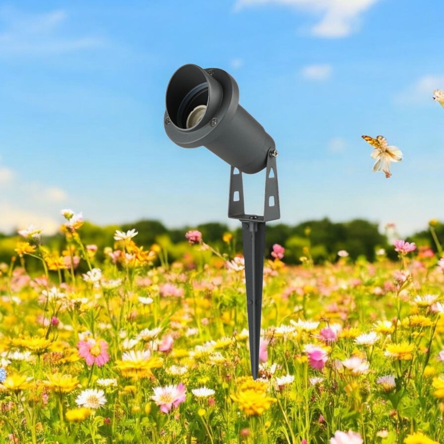Faretto da Giardino con Picchetto, IP65, Attacco GU10, Alluminio Resistente, Max 35W, Installazione Esterna, Impermeabile Senza Lampadina