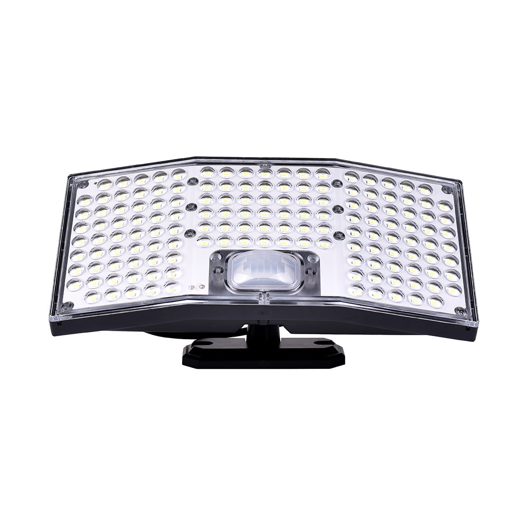 Faretto Solare LED Esterno 146 LED con Sensore Crepuscolare e Movimento, Luce Fredda 6500K, IP65, 460 Lumen, con Telecomando, con Pannello Separato, Cavo 5m